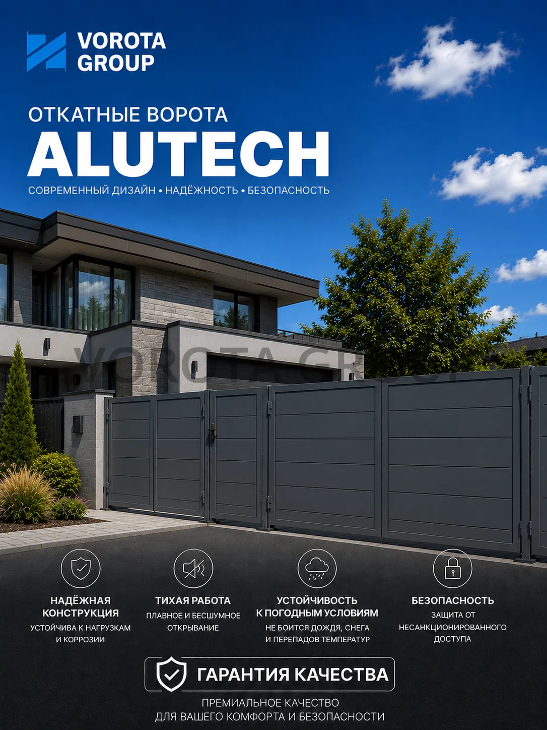 Откатные ворота Alutech Prestige (выс. х  шир.) 2085*2375