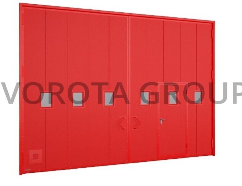 Красные распашные промышленные ворота Doorhan