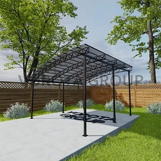 Полуарочный навес бронзово-серого цвета, монолитный поликарбонат 5500*7000