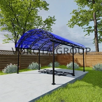 Арочный навес синего цвета, монолитный поликарбонат 6500*8000