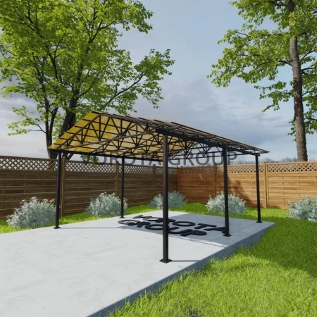 Двухскатный навес желтого цвета, монолитный поликарбонат 6500*7000