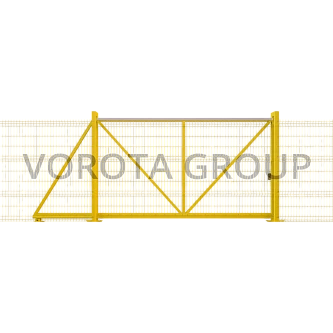 Откатные ворота на винтовых сваях Doorhan из желтой сетки 3300x2300